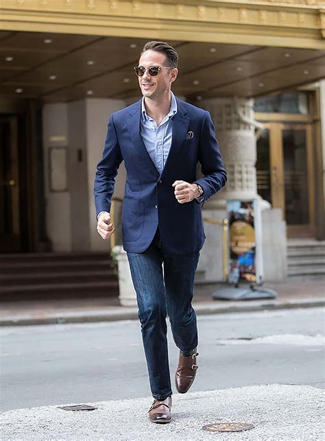 dark blue suit jacket with jeans